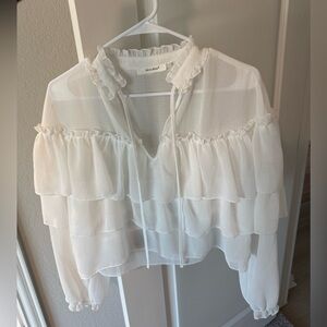Sheer Ruffled Blouse in Cream